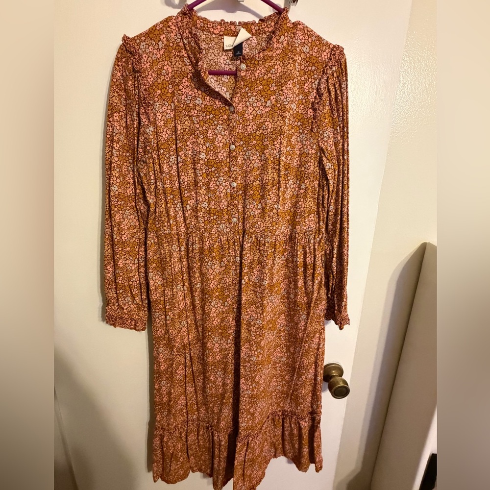Universal Thread Terracotta Floral Long Sleeve Dress